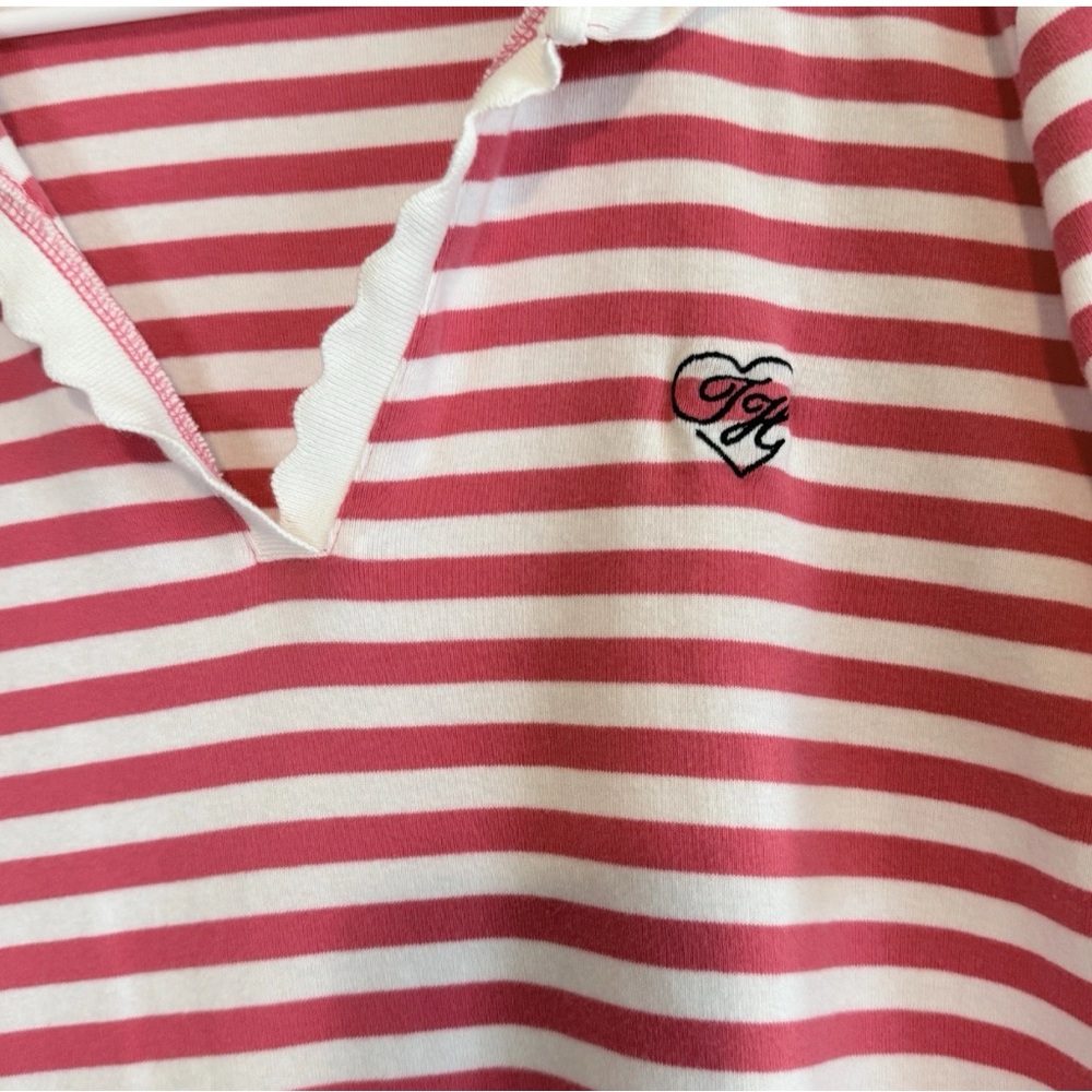 🆕 Tommy Hilfiger XL Striped Polo Dress - Pink White Scallop Collar 🆕 NWOT - Picture 4 of 16